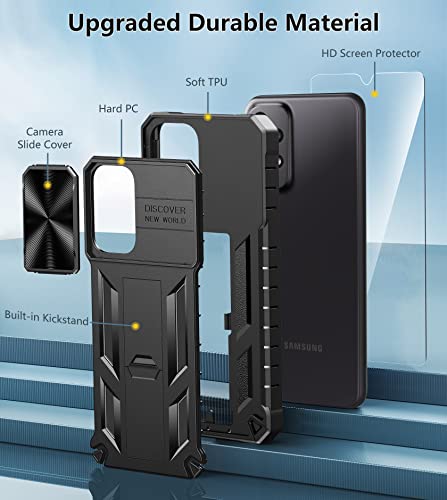 Fntcase For Samsung Galaxy A23 Case: Military Drop Protection Rugged Protective Sturdy Mobile Phone Cover With Kickstand | Shockproof Tpu Textured Hybrid Tough Bumper Cases For A23 5G/4G Lte - Black #TOP3