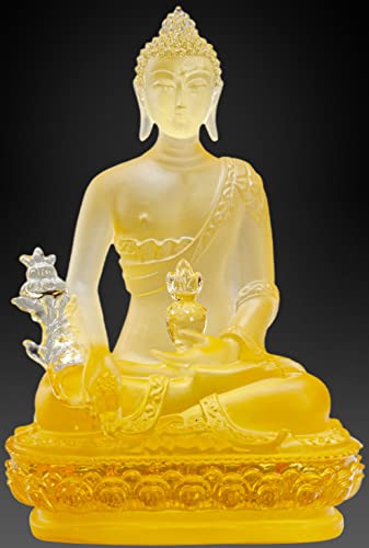 Houlu Tibetan Medicine Buddha Statue, 4.13 in Liuli Crystal Healing