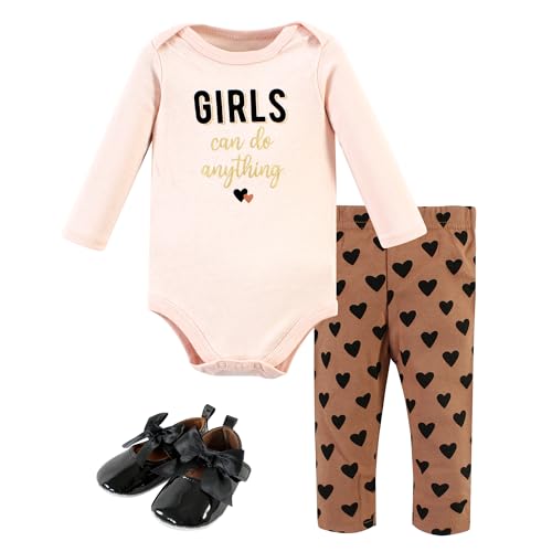 Image of Hudson Baby Unisex Baby Cotton Bodysuit, Pant and Shoe Set