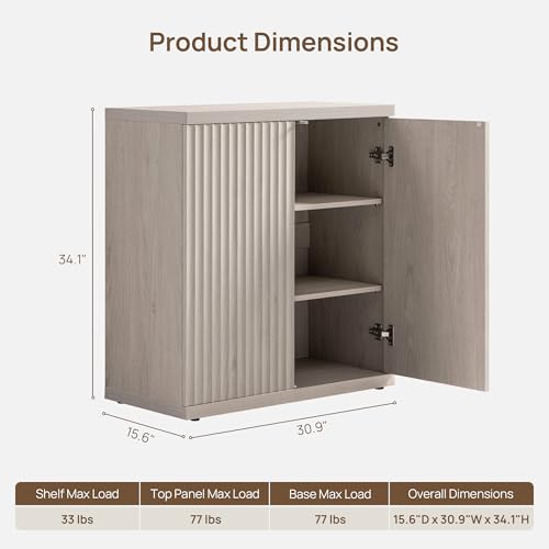Image of SICOTAS Buffet Cabinet with Storage Accent Sideboard Modern Credenza with Doors & Shelves Fluted Media Console Mid Century Coffee Bar Table for Living Room Kitchen Dining Room Hallway
