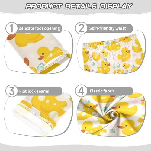 Yellow Ducks Girls' Leggings Toddler Doodles Bubbles Kids Yoga Pants Dance Active Tights 4T3