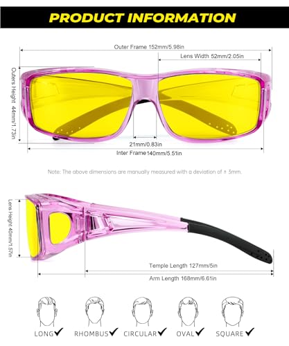Image of Night Vision Glasses, Fit Over Glasses Mens Womens, Wrap Around Anti Glare HD Night Vision Lens for Night Driving