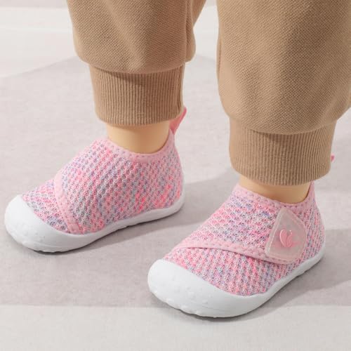 Image of FEETCITY Baby First Walking Shoes Wide Baby Shoes Infant Sneakers Newborn Crib Shoe Barefoot Lightweight Slip On Shoe