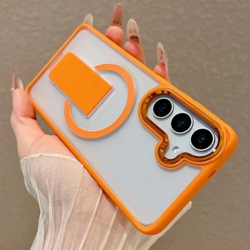 Coque Samsung S26 antichoc avec support pliable magnetique orange