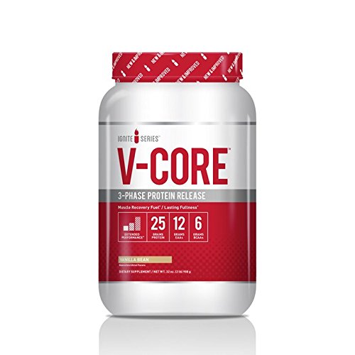 Ignite Series V-Core Protein Powder, Protein Powder, Keto, Vanilla, Whey Protein, High Protein, Casein Protein, 25g Protein, 12g EAAs, 6g BCAAs, 2 lb Tub (23 Servings)