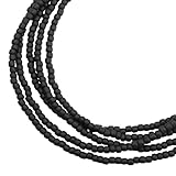 Kathy Bankston Handmade Matte Black Seed Bead Necklace, Thin 1.5mm Single Strand Beaded Necklace