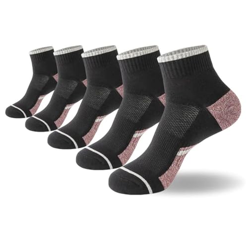PADFOM Mens Athletic Ankle Socks Low Cut Cushioned Breathable Running Sports Socks 5 Pack