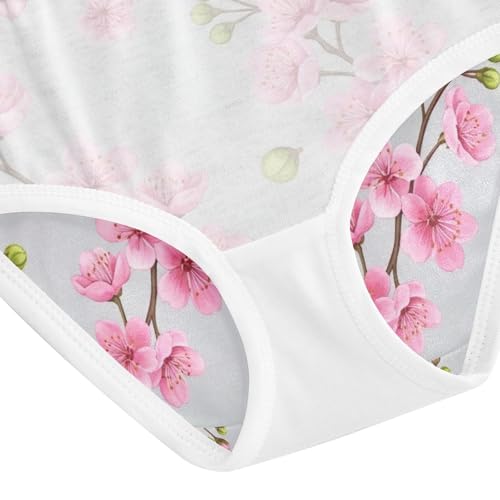 Pink Flowers Gray Cotton Toddler Underwear, Girls Underwear Cotton, 2T–8 Years4