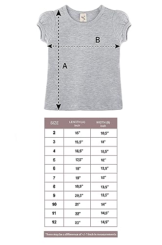 Image of Lilax Girls Short Puff Sleeve Cotton T-Shirt, Toddler & Little Girls Top | 95% Cotton Puff Sleeve Tee; Crewneck, Short Sleeve; Toddler & Girls Sizes 2T-12; for School, Play & Everyday; Machine Wash