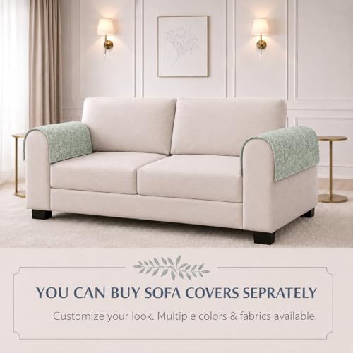 Image of STITCHNEST 'Verdant Phool Stories' Sofa Armrest Cover | Elegant Jacquard Fabric, Washable & Durable for Modern Living (18 x 22 Inches)