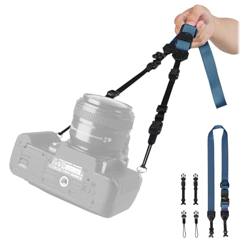 TARION Sangle d'appareil photo 4 en 1 pour photographes : sangle de cou réglable pour appareil photo, bandoulière, sangle de poignet convertible avec boucles durables Duraflex à dégagement rapide MB01
