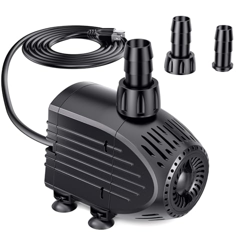 Image of NFESOLAR Ultra Quiet Submersible Water Pump 400GPH Size 5.0Lx3.3Wx3.4H in | 35W Fountain Pump with Dry Burning Protection, 10ft Cord, 8ft High Lift for Fountains, Waterfall, Aquariums KF205
