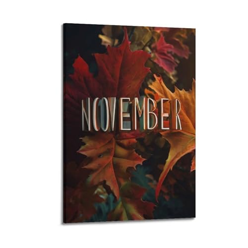 Affiches de saison de novembre feuilles d'automne poster moderne art mural de 60 x 90 cm