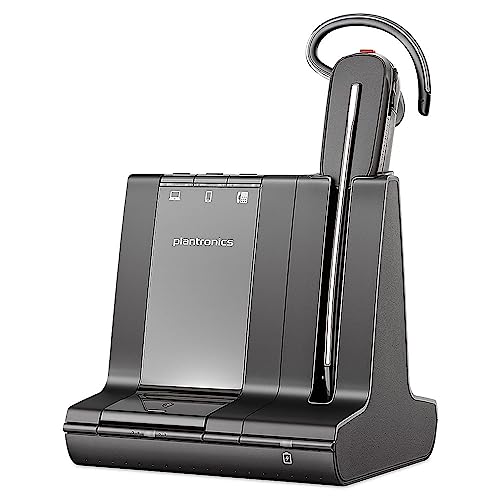 Plantronics   Savi 8240 Office Wireless DECT Single In Ear(Mono) Headset Convertible (3 Wearing Styles) Noise Cancelling Mic Connects to Deskphone/PC Mac Works with Teams (Certified), Zoom & More