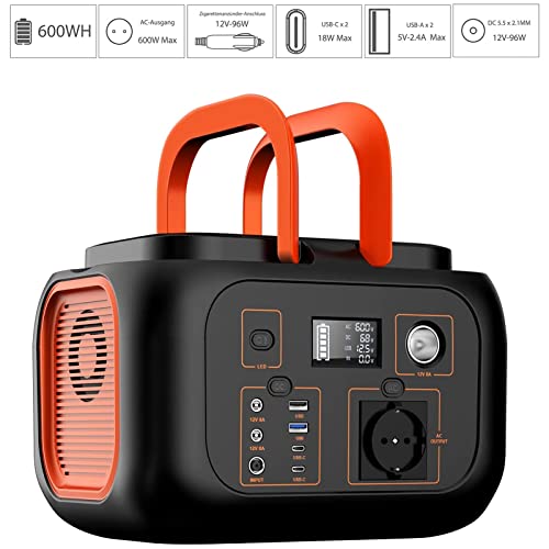 Tragbare SinKeu Powerstation mit 600Wh Kapazität und USB/AC-Anschlüssen
