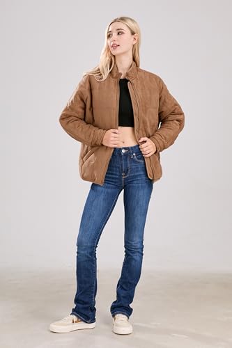 utcoco Women's Causal Lightweight Jacket Stand Collar Long Sleeve Zip Up Winter Coats for Women4