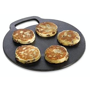 KitchenCraft Baking Stone with Non Stick Finish and Recipes in Gift Box, Round, Cast Iron, 27 cm Diameter ,0.5 cm Thick