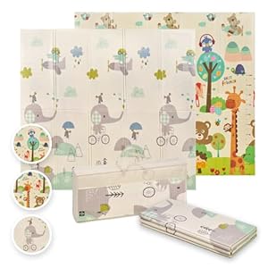 MS BabyWorld - Trendy - Alfombra de Juegos para Bebé 180x200 cm - Doble Cara, Tapete Muy acolchado (1cm Grosos), Plegable y con Bolsa de transporte