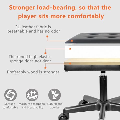 Image of Footrest Under Desk Leg Rest Ottoman Adjustable Height Foot Stool with Wheels Leather Footrest