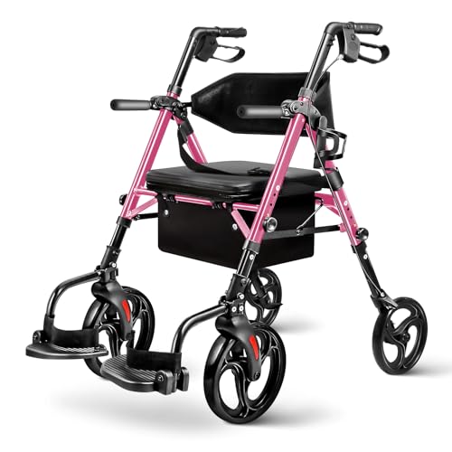 Flyingjoy Foldable 2-in-1 Rollator Walker for Seniors...