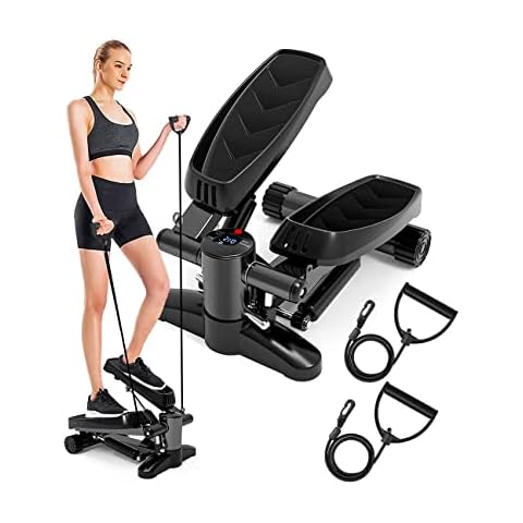 Tohoyard Stepper Exercise for Home, Mini Stair Steppers with Resistance Bands, Aerobic Fitness Stepper Exercise Machine with LCD Display Step Fitness Machines for Home Office Workout Black08-Bright Cover