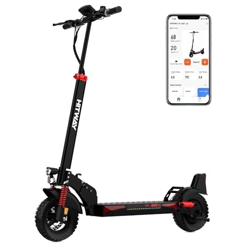 HITWAY Patinete Eléctrico Adultos Potente 1200W, Autonomía 90 110 km, Batería 15.6 27Ah, Ruedas 10” Tubeless, Scooter Eléctrico Plegable con App, Intermitentes,25 km/h
