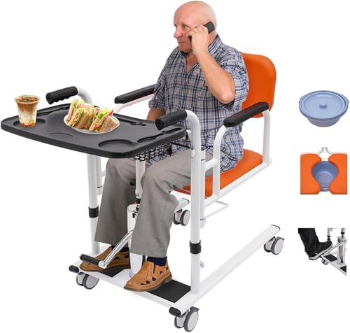Fauteuil élévateur hydraulique portable pour patient avec hauteur réglable, siège divisé pour un transfert facile – Idéal pour un usage domestique et une assistance à la mobilité