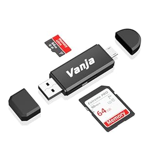 Vanja Lector de Tarjetas SD/Micro SD, Adaptador USB Card Reader Compatible con SD/SDXC/SDHC/TF/UHS-I, PC, Teléfonos y Tablets