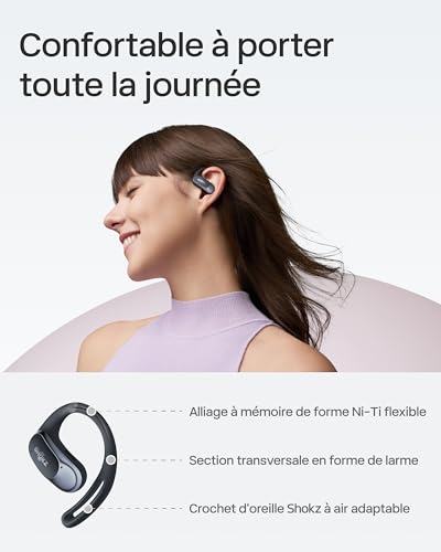 SHOKZ Écouteurs à Oreilles Libres OpenFit Air, Casque Bluetooth sans Fil avec Microphone, écouteurs avec Crochet d'oreille Air, Charge Rapide, 28 h d'autonomie, étanchéité IP54 pour Le Sport - Noir – Image 5