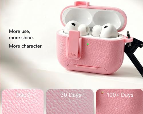 Image of for Leather AirPods Pro 3 Case 2025| Cute iPod Air Pods Pro 3 Case with Magnetic Lock | with Phone Holder & Keychain | Airpods 3 Pro Cases for Man Women(Model A2700 /A2931)(Pink)
