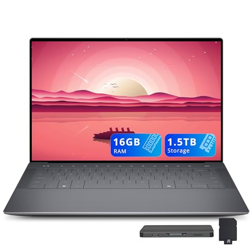 Dell XPS 14 14.5 3.2K OLED Touchscreen Laptop Intel Core Ultra 7 255H 16GB LPDDR5X 1.5TB Storage (512GB SSD+1TB Docking Station) Backlit Keyboard Copilot Fingerprint Reader Win 11 Graphite