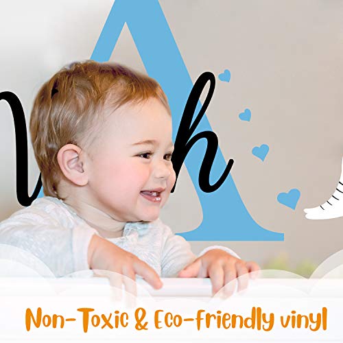 Personalized Name Elephant And Hearts - Animal Prime Series - Baby Girl - Wall Decal Nursery For Home Bedroom Children (Wide 28" X 17" Height) #TOP1