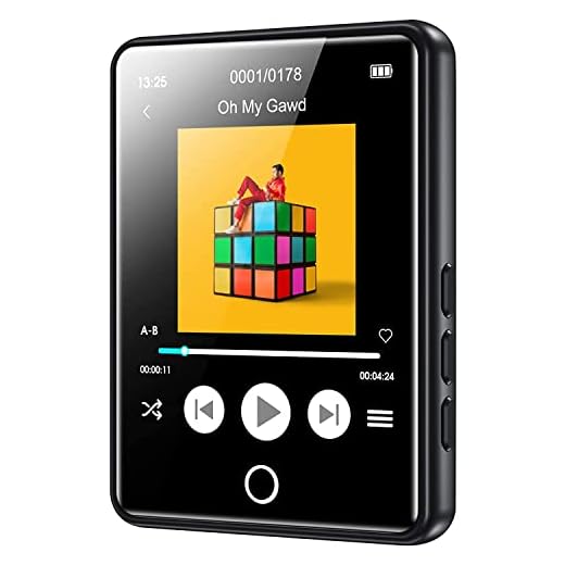 RUIZU Mp3 Player with Bluetooth 5.0,16GB Music Player with FM Radio,Built-in Speaker,Touch Screen HiFi Sound Bluetooth Mp3 Player, Voice Recorder, E-Book, Supports up to 128GB Micro SD Card Black