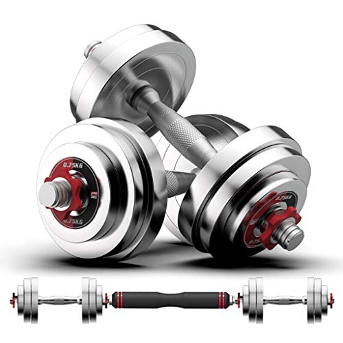 Mancuernas, 20 kg (10 kg x 2 mancuernas galvanizadas, mancuernas de acero ajustables, asas antideslizantes para gimnasio, hogar, culturismo, entrenamiento, mancuernas de fitness en casa