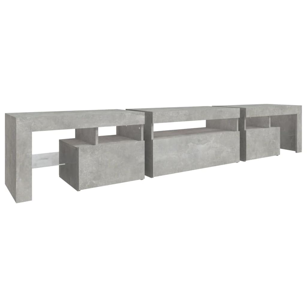 vidaXL Mobile Porta TV con Luci LED Grigio Cemento 215x36,5x40 cm