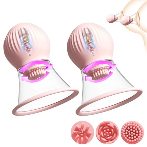 Roluck Nippelsauger Brustmassagegeräte mit 3 weichen Bürstenköpfen, 360° drehbarer Nippel-Vibrator mit 9 Vibrationsmodi & APP-Steuerung, Bruststimulatoren Nippelsauger Sex Spielzeug für Frauen