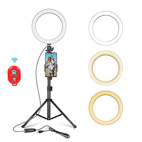 Emart 10-inch Selfie Ring Light with Adjustable Tripod Stand & Cell Phone Holder