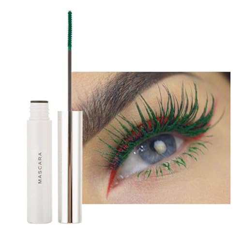 GL-Turelifes Máscara de rímel de 12 colores de fibra colorida, máscara de pestañas encantadora, duradera con pestañas gruesas y largas, impermeable y resistente a las manchas (verde)