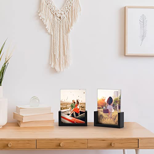 Mebrudy 5X7 Picture Frame 2 Pack, Black Photo Frames With Tempered Glass Cover And Wooden Base For Tabletop Or Desktop Display #TOP1