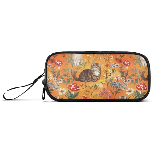 aidingzhi Mighty Manx Cats - Estuche de nailon naranja para adolescentes, estuche de alta capacidad con cremallera, papelería escolar para niños universitarios