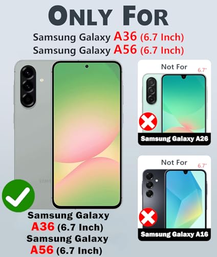 for Samsung Galaxy A36 5G/A56 5G Case with 2 Pack Screen Protector, Upgrade Slide Camera Cover & Kickstand, Lanyard Strap, Military Grade Shockproof Heavy Duty Robust Bumper Phone Case, Black - Image 3