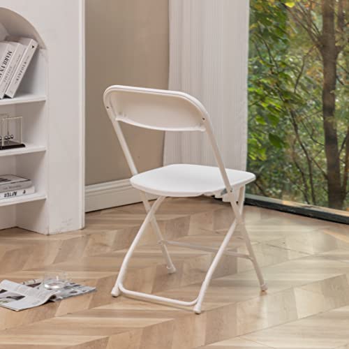 BTEXPERT White Plastic Folding Chair Steel Frame Commercial High Capacity Event Chair Lightweight Set for Office Wedding Party Picnic Kitchen Dining Church School - Image 3