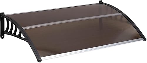 Toldo de policarbonato para ventana de exterior de 116 pulgadas x 78 pulgadas x 39 pulgadas, lámina hueca para puerta de patio (toldillo marrón