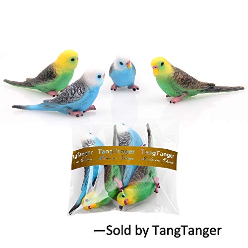 TangTanger 4 pcs Bird Decorative Figurines, Simulation Mini Cute Parrot Bird Figures Animal