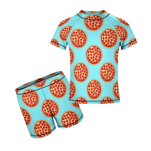 Pizza Pepperoni PatternChildren's Swimsuits Boys Two Piece Suit7-9Y（120cm）