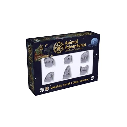 Animal Adventure Steamforged Games Dungeons and Dragons Miniatures Tales of Cats & Catacombs – 6 Pieces 32MM Unpainted – Compatible with DND 5e and Other Table Top RPG Games Grey