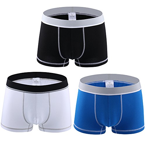 Audixius Herren Baumwolle Einfarbig Retroshorts Unterwäsche Boxershorts 3er Pack,A,3X-Large Cover