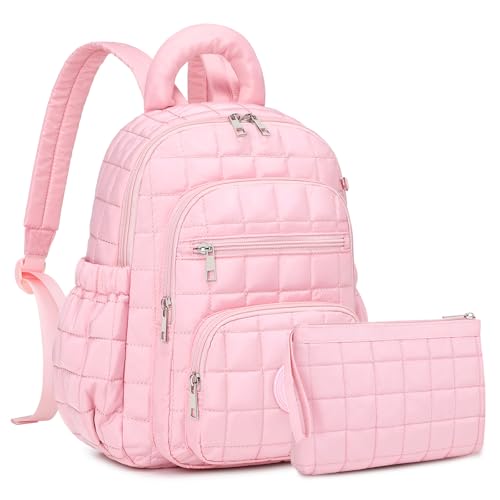 Image of Sisipoet Mini Backpack for Women, 2pcs Small Backpack for Ladies Bookbag Purse for Women with Handy Wallet and Luggage Strap, Pink