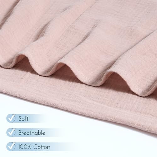 Image of Meracorallo Muslin Swaddle Blanket, 100% Cotton Receiving Blanket Soft and Breathable Swaddle Wrap for Baby Boys and Girls, Blush