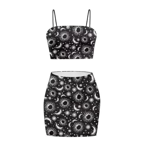 Image of 2025 Sexy Spaghetti Strap Crop Tops and Bodycon Skirt Casual 2 Piece Set S-4XL